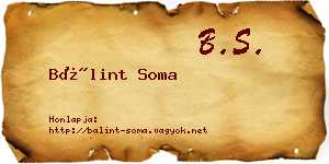 Bálint Soma névjegykártya
